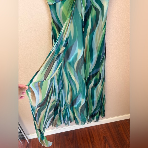 Tadashi Shoji 100% Silk Flowy Abstract Strapless Grown Size 14 - Picture 4 of 15